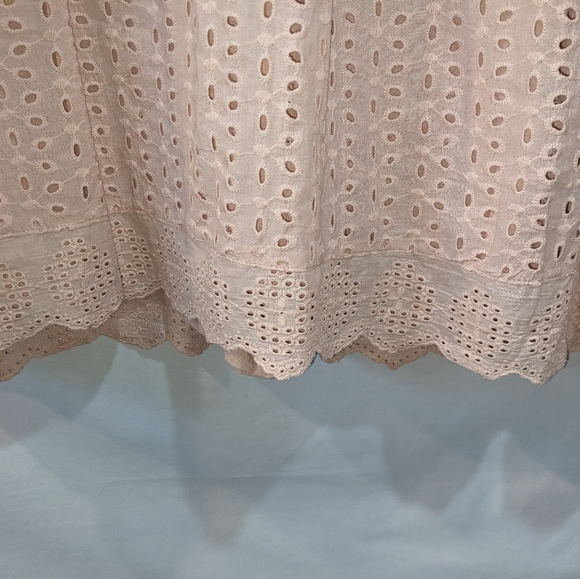 NWT Blush Pink Mustard Seed 100% Cotton Eyelet Babydoll Dress Romper Size M - Picture 3 of 11